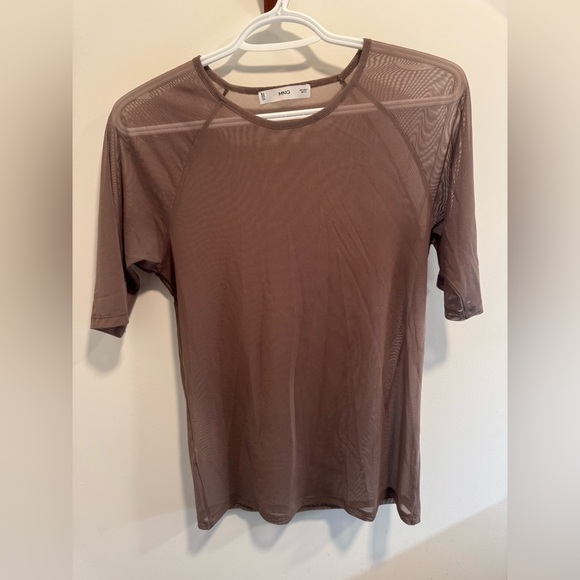 Mango Short Sleeve Mesh Top (US L) - Picture 1 of 4